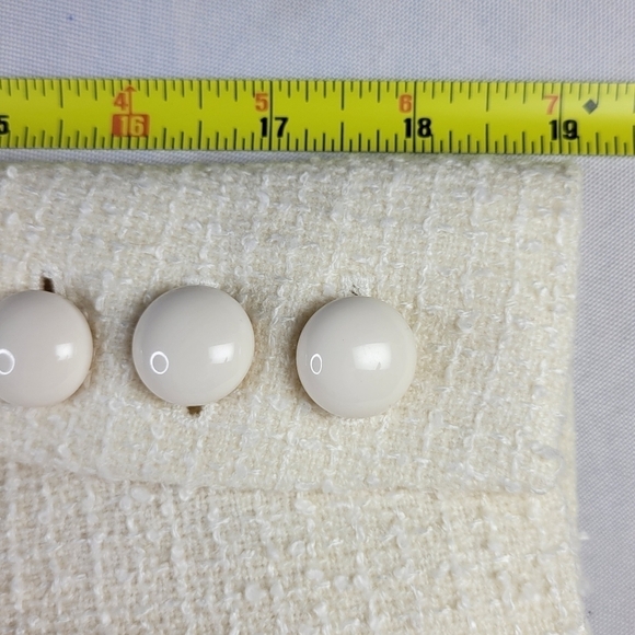 Talbots Blazer Size 8 Cream Wool Blend Nubby Pockets 3/4 Sleeve 6 Button Lined - Picture 11 of 12